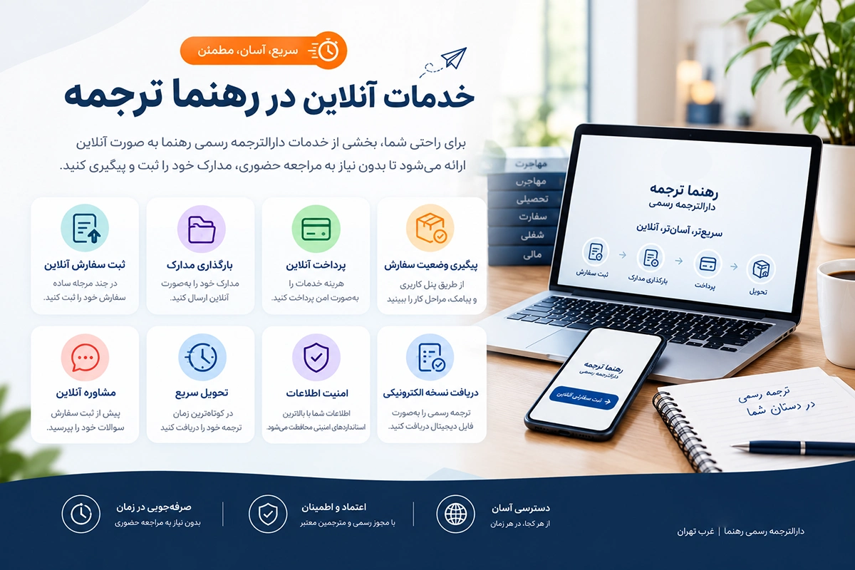 خدمات آنلاین در رهنما ترجمه
